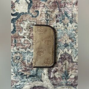 Dooney & Bourke Dark Brown Leather Trim Monogram Canvas Eyeglass Case